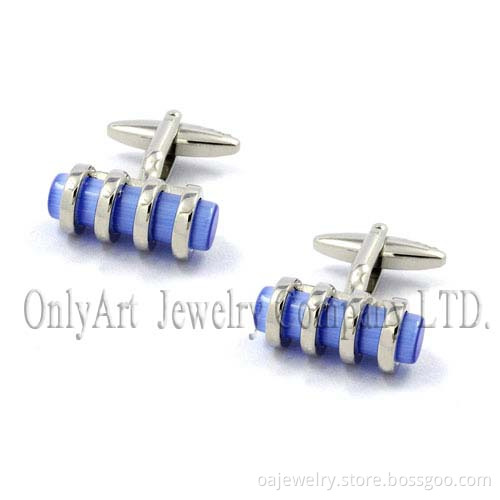 Blue Opal Inlaid Sterling Silver 925 Cuff Links (OACL0511)